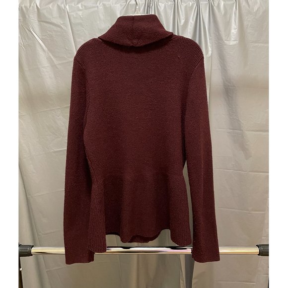 H&M Knit Cardigan (Burgundy red) peplum & shawl collar - Picture 4 of 6